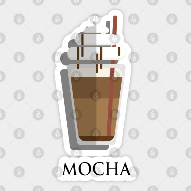 Iced Cold Mocha coffee with whipped cream front view flat design style Sticker by FOGSJ